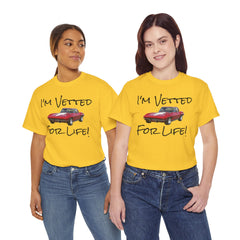 Red Corvette Summer Unisex Tee - I'm Vetted For Life Front and Back Image T Shirt