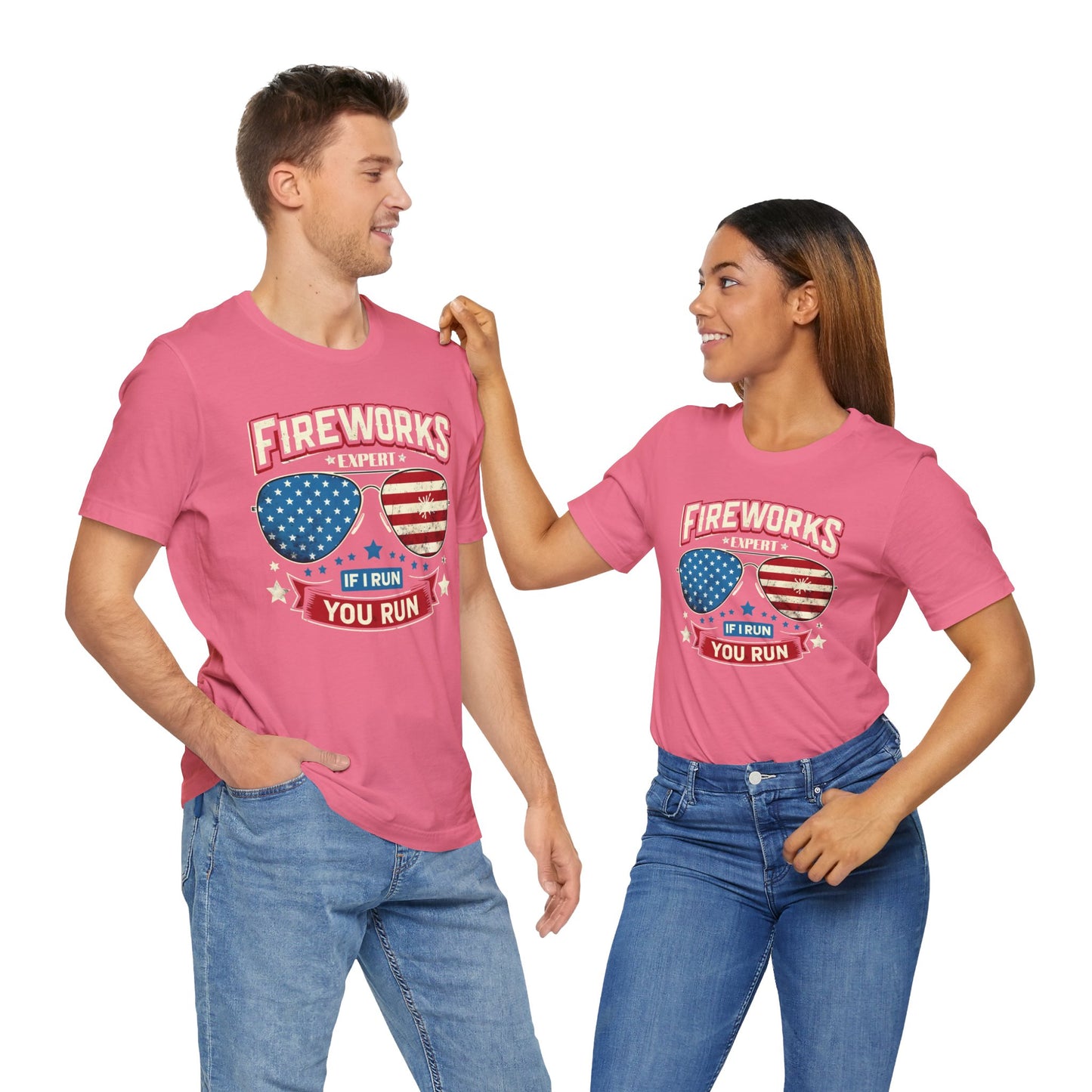 Fireworks Expert, If I Run You Run, Sunglasses  Graphic, Unisex Jersey Short Sleeve Tee