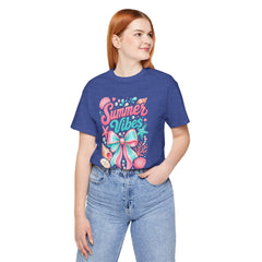Summer Vibes Tee — Pastel Seashell Bow Beach T-Shirt