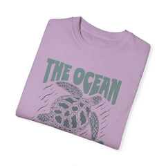 Sea Turtle, The Ocean Is Calling -  Graphic Unisex Garment-Dyed T-shirt