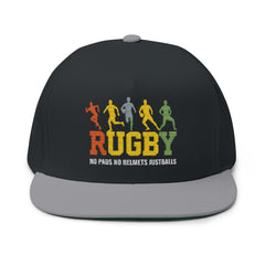 Rugby Players Embroidered Flat Bill Cap — Multicolor Team Sports Hat
