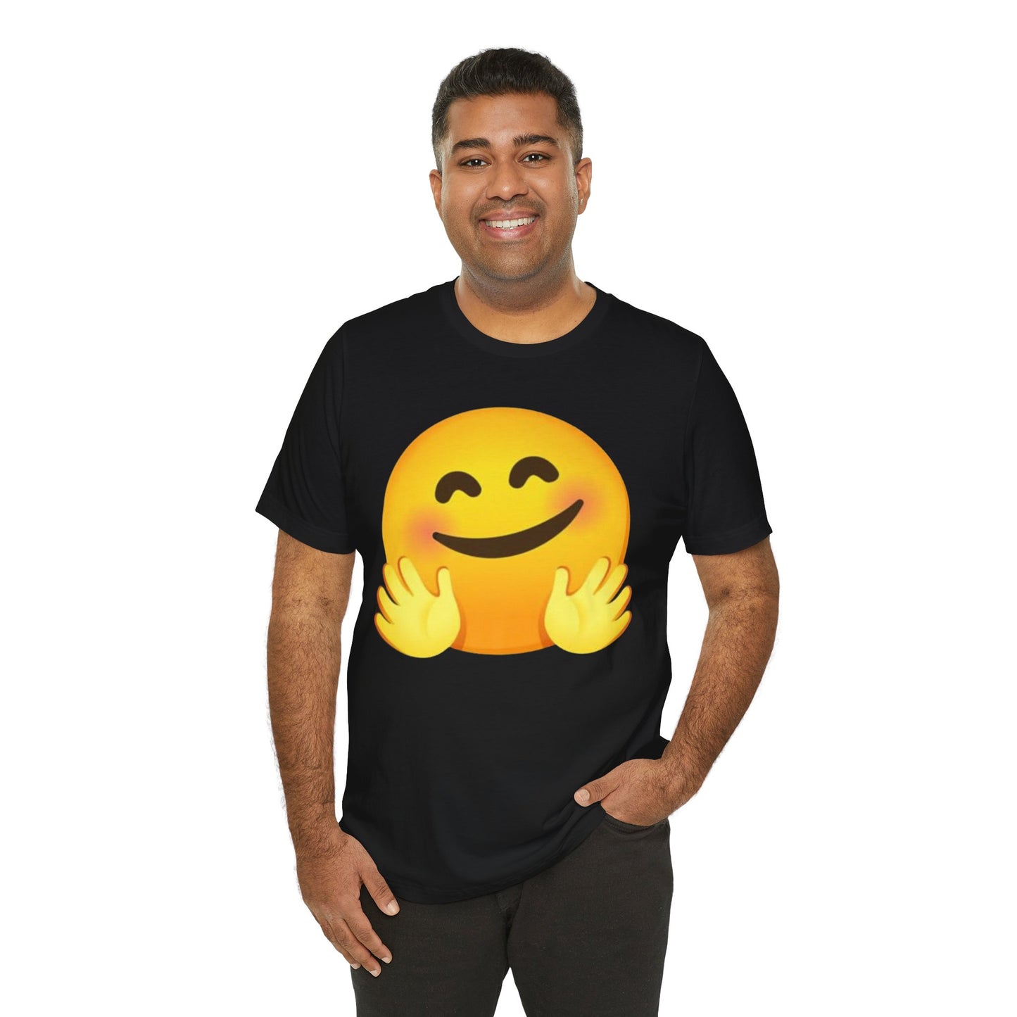 Emoji With Hugging Hands - Graphic Unisex Jersey Short Sleeve Tee