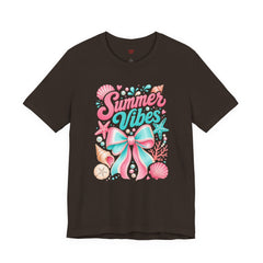 Summer Vibes Tee — Pastel Seashell Bow Beach T-Shirt