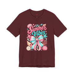 Summer Vibes Tee — Pastel Seashell Bow Beach T-Shirt