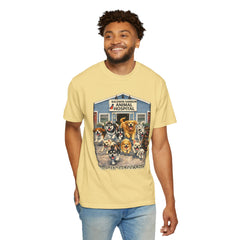 Front Graphic "Who Let the Dogs Out?" Baldwin Harbor Animal Hospital Cute Vet Clinic T Shirt