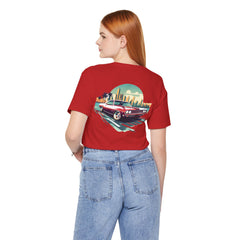 Vintage Car Graphic Tee - Sunset Cityscape Design