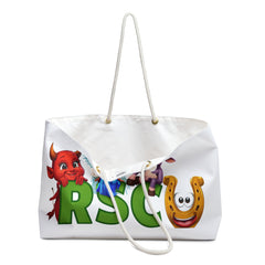 Russell Sage College Mascots Themed Weekender Bag - Red Devil, Blue Angel, Purple Cow, Golden Horseshoe