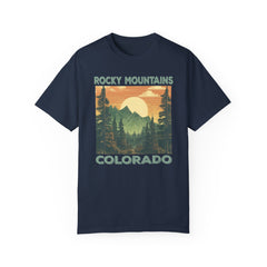 Rocky Mountains Colorado Graphic, Comfort Colors Soft Relaxed Fit Unisex Garment-Dyed T-shirt
