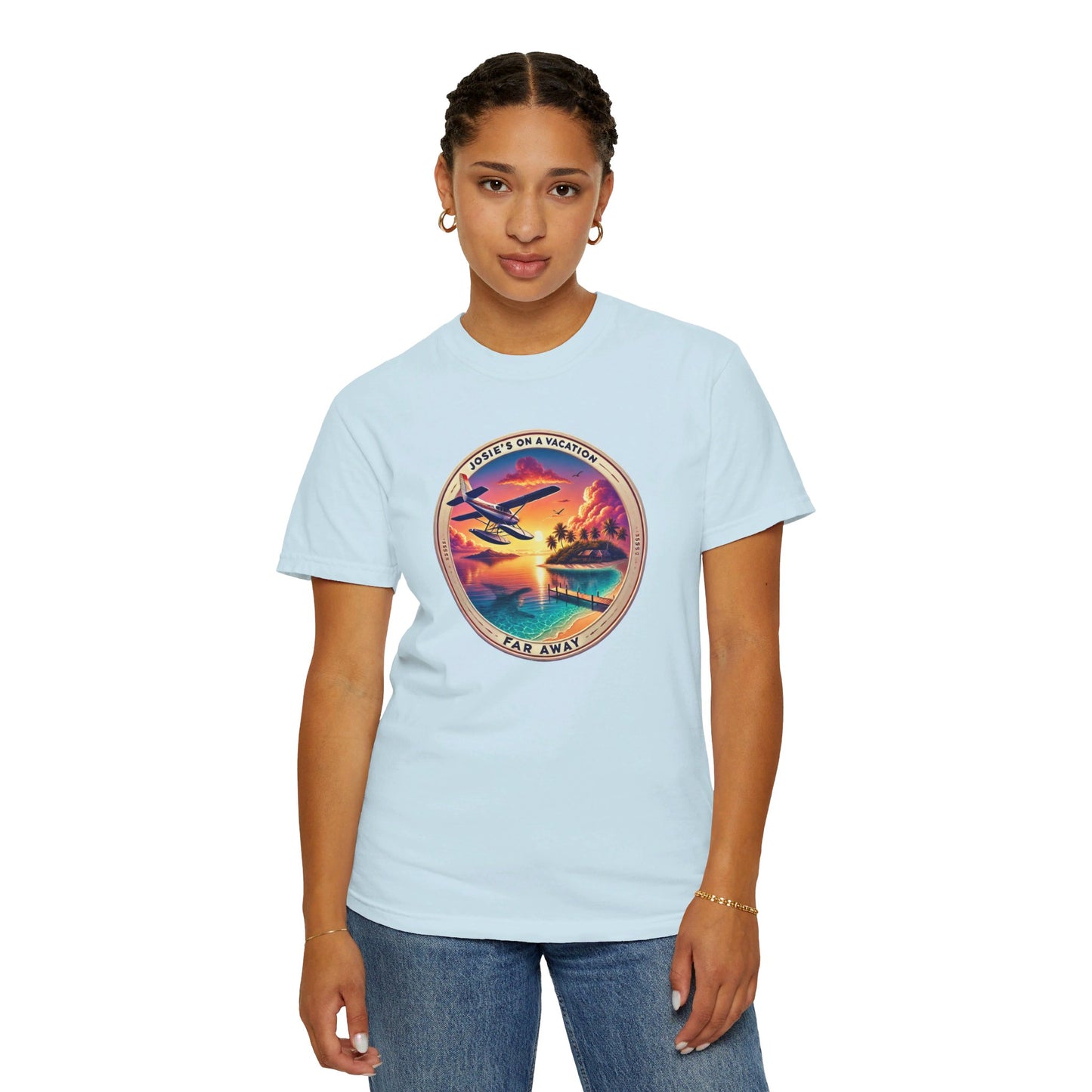 Josies On A Vacation Far Away Graphic Unisex Garment-Dyed T-shirt