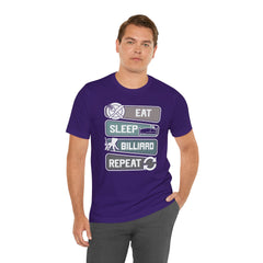 Eat Sleep Billard Repeat - Graphic Unisex Jersey Short Sleeve Tee