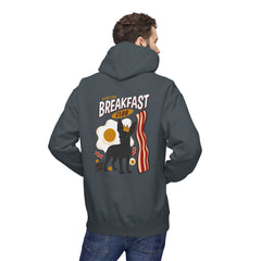 Breakfast Club Hoodie — Cute Black Dog, Bacon & Egg Graphic Pullover