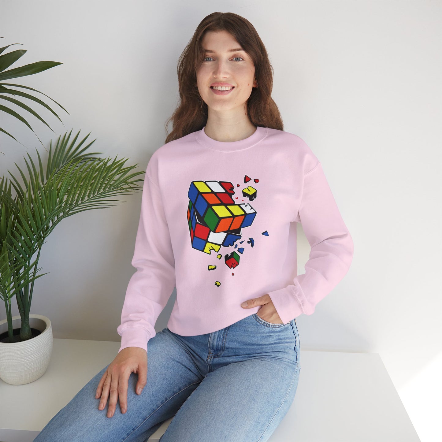 Cracked Rubik's Cube Unisex Heavy Blend™ Crewneck Sweatshirt