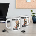 Cat lover mug, guitarist cat mug, ceramic cat mug, 11oz, 15oz, music lover gift, funny cat mug, musician gift idea, rock guitarist gift