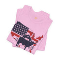 Red White and Blue Farmer Graphic, Unisex Jersey Short Sleeve Tee