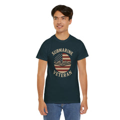 Submarine Veteran American Flag Tee | Unisex Heavy Cotton T-Shirt, Military Apparel, Veteran Gift, Patriotic Top, Casual Wear