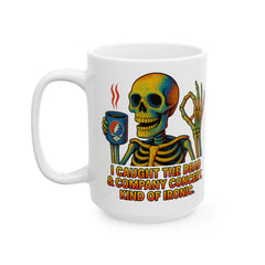 Grateful Dead Inspired Ceramic Mug, Coffee Lover Gift, Musician Coffee Cup, Skeleton Art Mug, 11oz & 15oz Sizes
