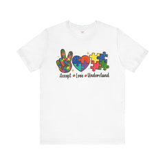 Autism Awareness Unisex T-Shirt - Colorful Accept, Love, Understand Design