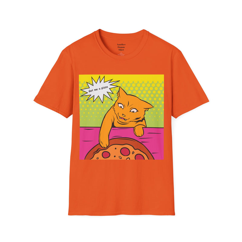GET ME A PIZZA Cat Pop Art Unisex Softstyle T Shirt  For the Feline or Pizza Lover in all of us.