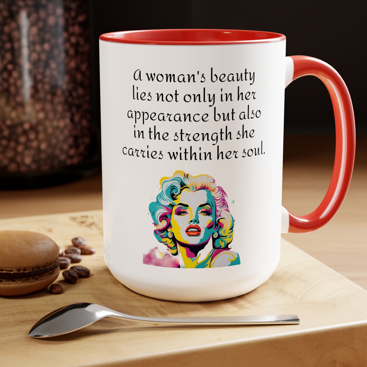 Marilyn Monroe Graphic Mug, A woman's beauty quote