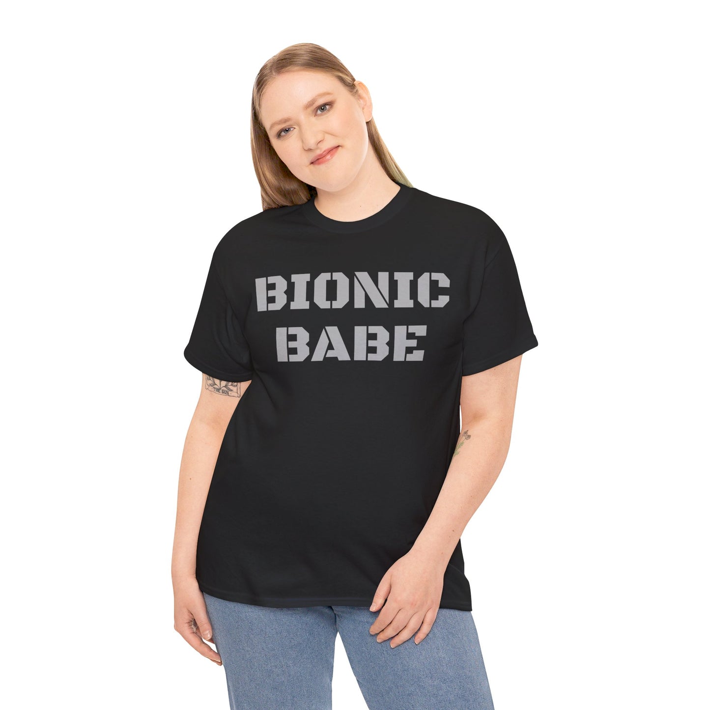 BIONIC BABE Amputee Humor   - Unisex Heavy Cotton Tee