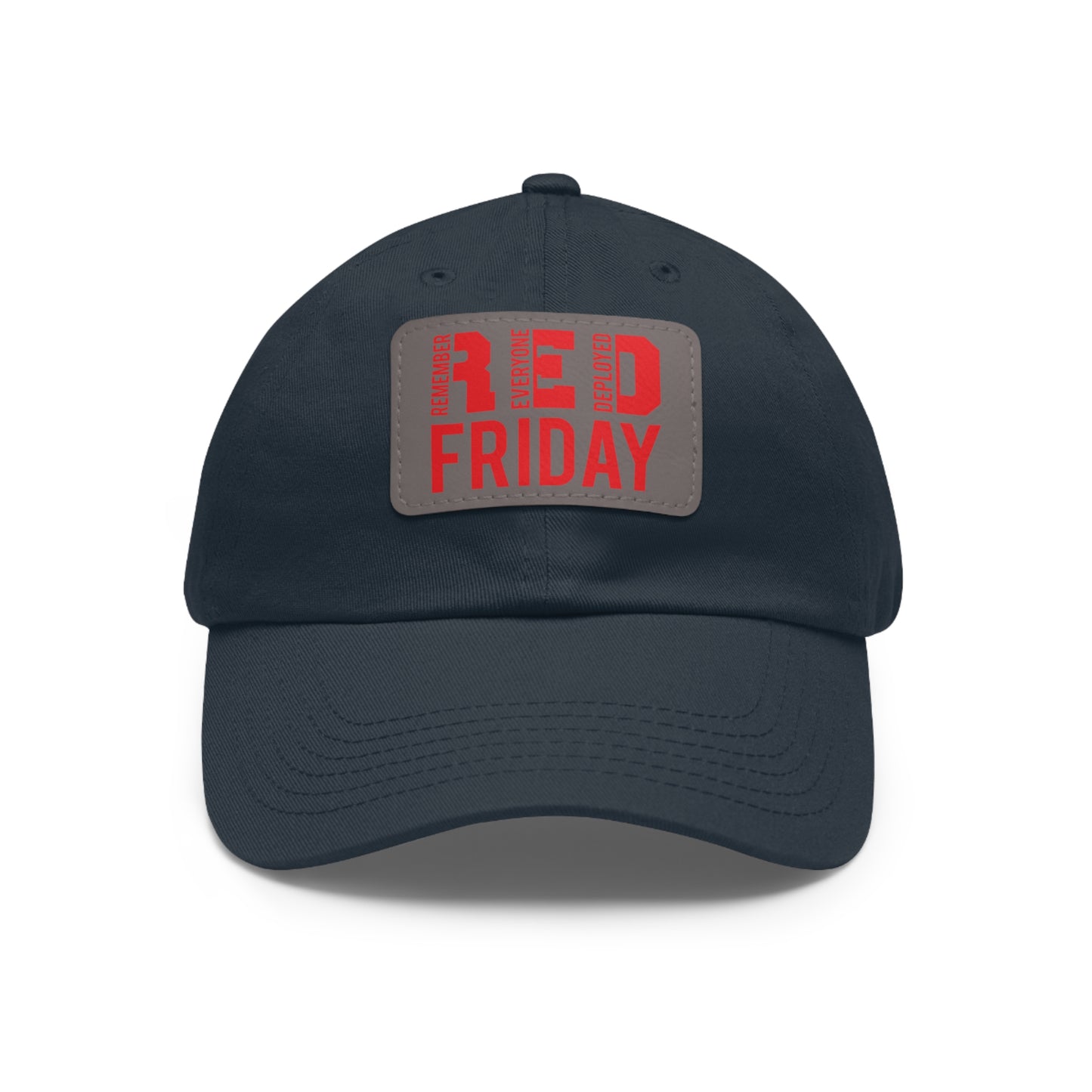 RED Friday unisex ball cap with Leather Patch (Rectangle) / Remember Everyone Deployed /awareness / honor military / active duty /