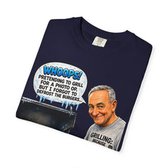 Grill Master Grandpa Funny BBQ T-Shirt — "Whoops! Pretending to Grill for a Photo" Graphic Tee