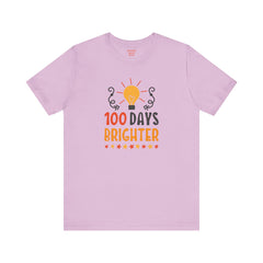 100 DAYS BRIGHTER - Unisex Short Sleeve Tee | Elementary School Holiday, Teachers Apparel, KidS Motivation, Gift For Him, Gift For Her