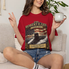 USS Robert E Lee SSBN 601 Submarine T-Shirt with a quote from its namesake