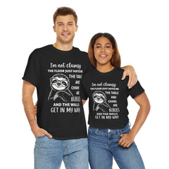 Clumsy Funny Sloth Graphic Tee | Unisex Heavy Cotton Tee | Great Gift for Animal Lovers, Birthdays, Casual Wear, Humorous Gifts, Everyday Style