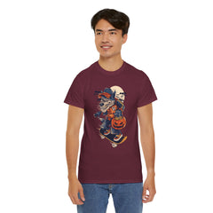 Trick or Treat Skateboarding Wolf! Graphic Unisex Heavy Cotton Tee