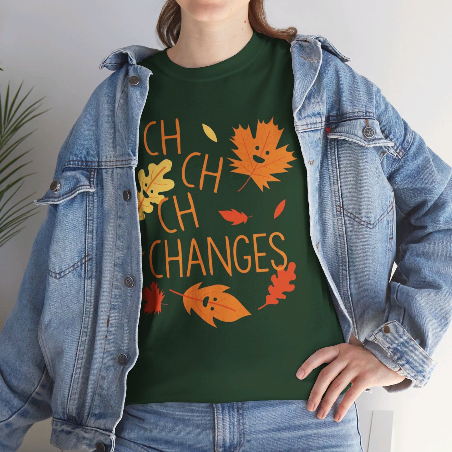 Changes Fall Leaves Graphic - Unisex Heavy Cotton Tee