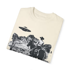 UFO Meets Cowboy Unisex Garment Shirt -Dyed  T Shirt