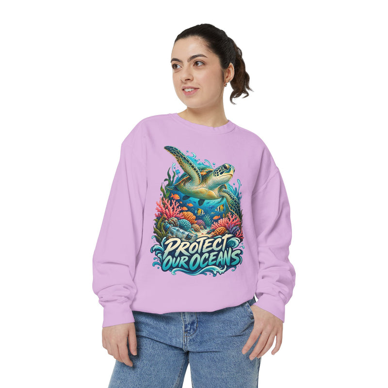 Ocean Turtle 'Protect Our Oceans' Vintage Style Comfort Colors Sweatshirt