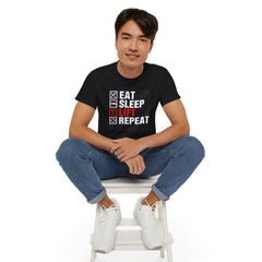 Gym Fitness Advice - Eat Sleep Lift Repeat Unisex Ultra Cotton Tee