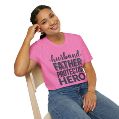 Husband Father Protector Hero Unisex Softstyle T-Shirt