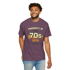 70s Retro Tee – "Property of the 70s 1976" Vintage Graphic T-Shirt