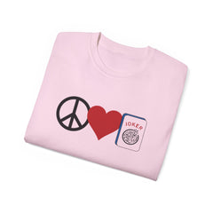 Peace Love Mahjong Unisex Ultra Cotton Tee / See our matching Coffee Mugs and Weekender Tote Bag
