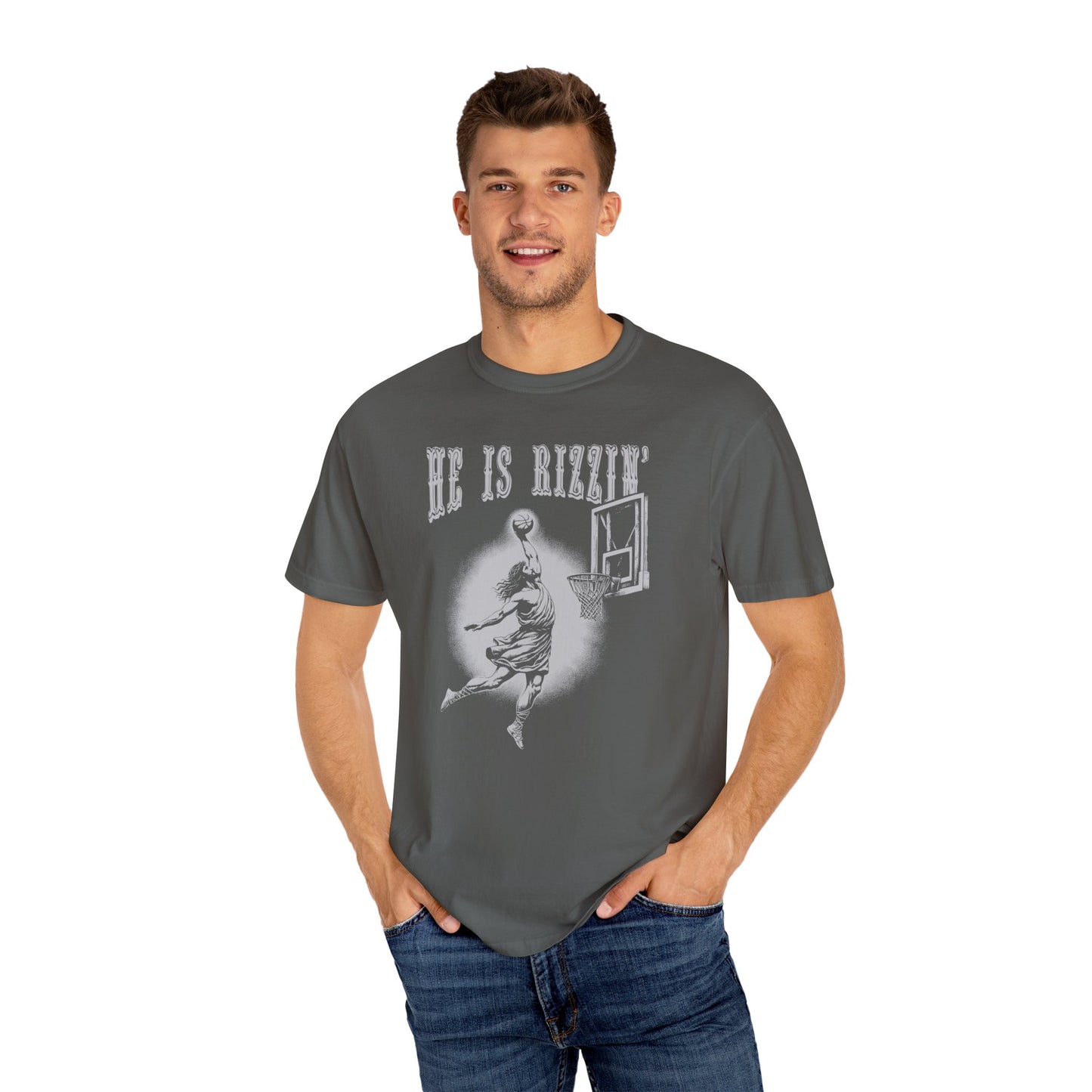 He Is Rizzin' Vintage Playing Basketball Shirt  -  Unisex T Shirt