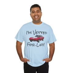 Red Corvette Summer Unisex Tee - I'm Vetted For Life Front and Back Image T Shirt