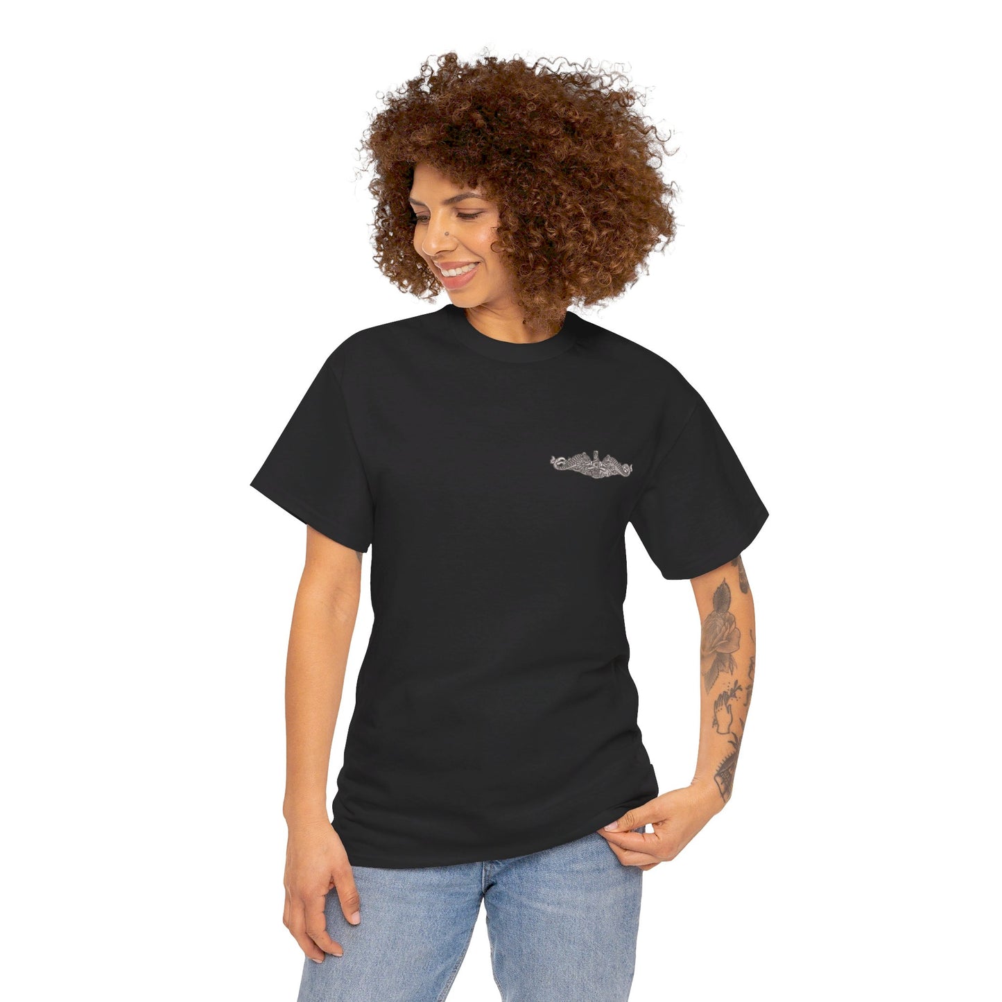 USN Submarine Qualified Breast Insignia - Unisex Heavy Cotton Tee