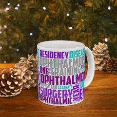 Ophthalmology Word Cloud Ceramic Mug — Eye Doctor Resident Gift (11oz/15oz)