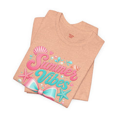 Summer Vibes Tee — Pastel Seashell Bow Beach T-Shirt