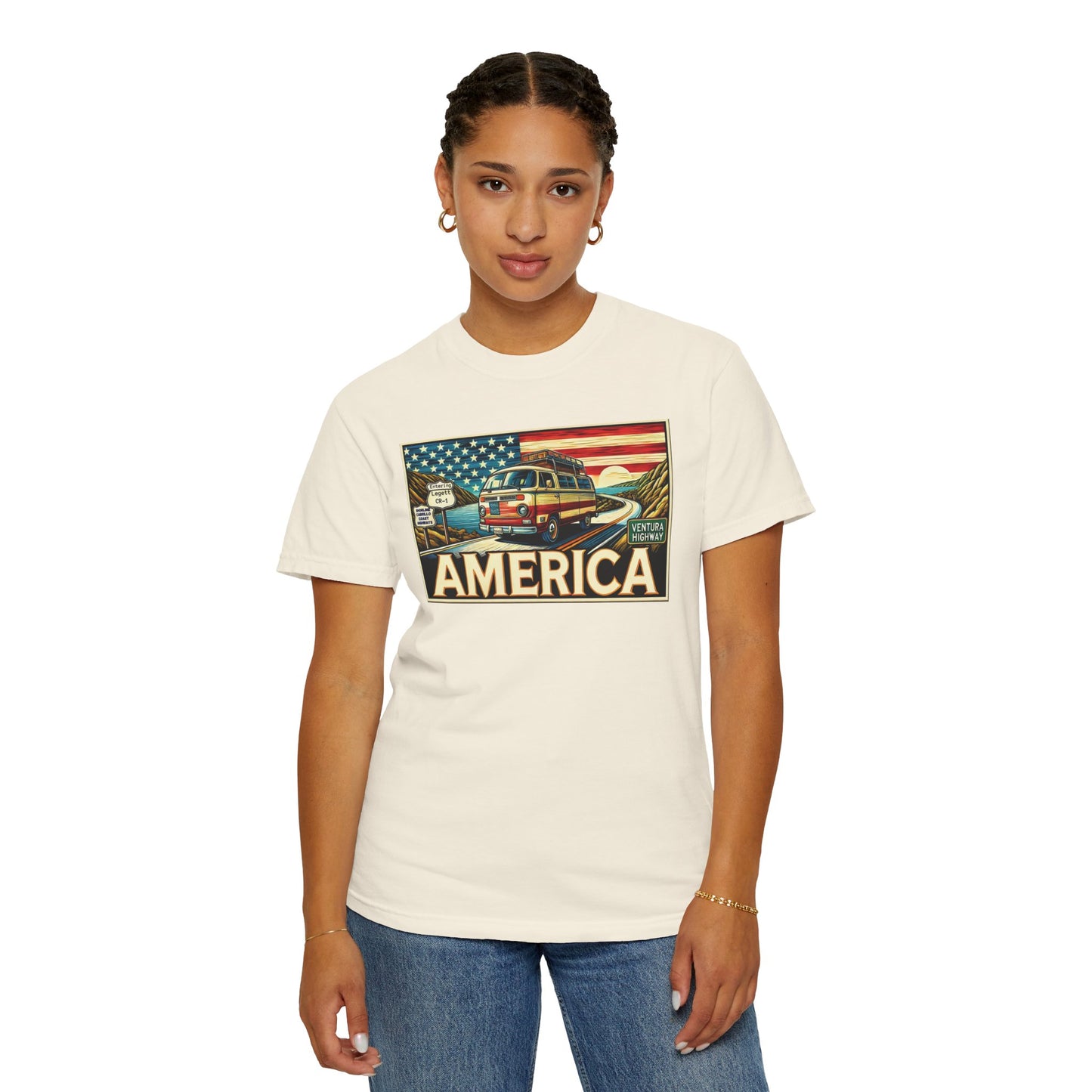 Ventura Highway Driving America Graphic Comfort Colors Unisex Garment Dyed T-shirt