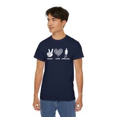 PEACE LOVE AMPUTEE - Unisex Ultra Cotton Tee | Amputee, Leg Amputee, Limb Awareness, Prosthetic, Motivational Tee,