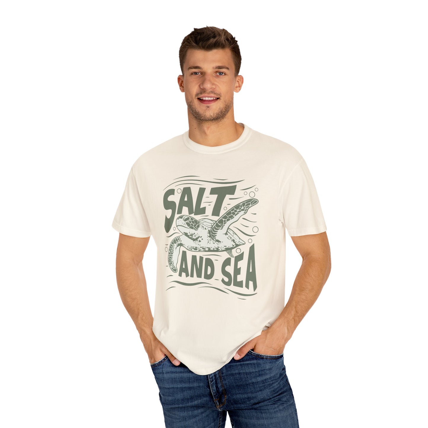 Sea Turtle, Salt And Sea -  Graphic Unisex Garment-Dyed T-shirt