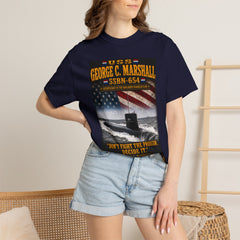 USS George C. Marshall SSBN-654 Submarine T-Shirt — "Don't Fight the Problem, Decide It" Patriotic Navy Tee