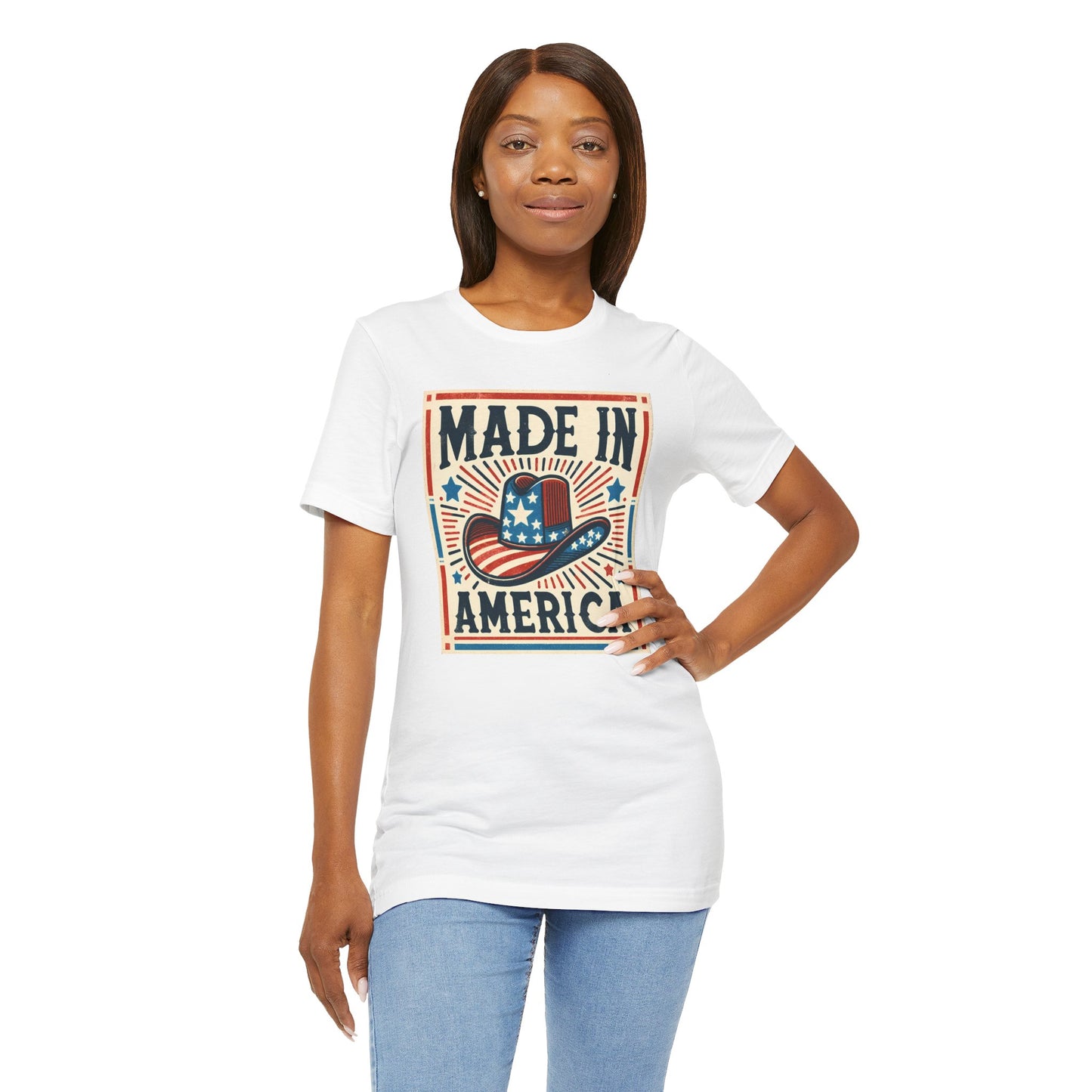 Made In America Cowboy Hat Graphic, Unisex Jersey Short Sleeve Tee