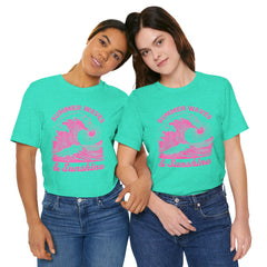 Summer Waves & Sunshine Tee — Retro Pink Surf Graphic T-Shirt