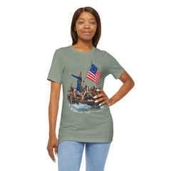 Historical Fever Patriot T‑Shirt — Revolutionary Flag Rowboat Design