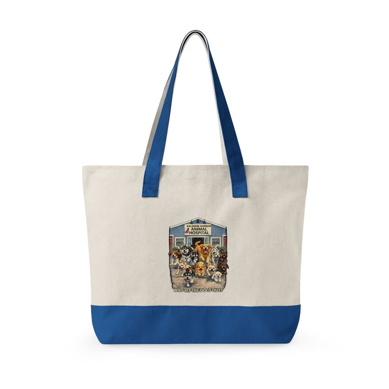 Who Let The Dogs Out  Baldwin Harbor Animal Hospital Canvas Tote — Zippered Tote Bag for Dog Lovers